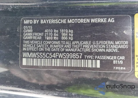 2015 Mini Cooper S Paceman z USA, uszkodzony, nr VIN WMWSS5C54FWS99857